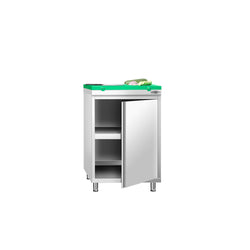 Szafka robocza ze stali nierdzewnej PREMIUM - 600x700mm - z drzwiami na zawiasach - z deską do krojenia, kolor: zielony