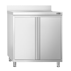 Stainless Steel Floor Cupboard PREMIUM - 800x600mm - with Double Doors & Upstand