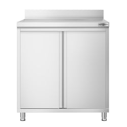 Stainless Steel Floor Cupboard PREMIUM - 800x600mm - with Double Doors & Upstand