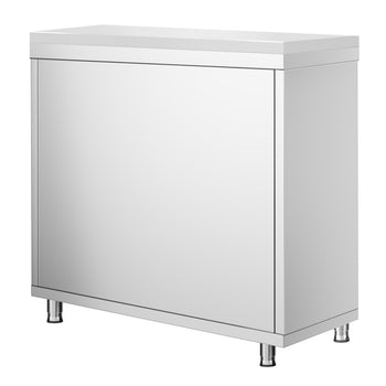 Szafka robocza ze stali nierdzewnej PREMIUM - 800 x 700 mm - z drzwiami skrzydłowymi, z deską do krojenia, biała - Prime Gastro