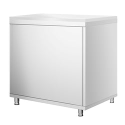 Stainless Steel Floor Cupboard PREMIUM - 800x700mm - with Double Doors - incl. Chopping Board White