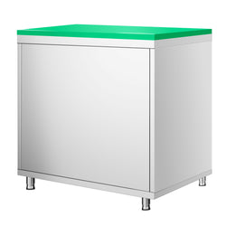 Stainless Steel Floor Cupboard PREMIUM - 800x600mm - with Double Doors - incl. Chopping Board Green