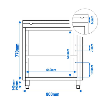 Szafka robocza ze stali nierdzewnej PREMIUM - 800 x 700 mm - z drzwiami skrzydłowymi, w zestawie deska do krojenia, kolor zielony - Prime Gastro