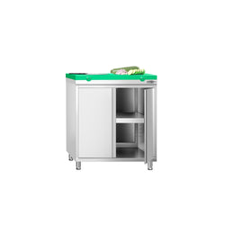Stainless Steel Floor Cupboard PREMIUM - 800x700mm - with Double Doors - incl. Chopping Board Green