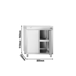 Stainless Steel Floor Cupboard PREMIUM - 800x700mm - with Double Doors - incl. Chopping Board White