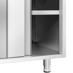 Szafka robocza ze stali nierdzewnej PREMIUM – 1600 x 600 mm – z drzwiami przesuwnymi – wraz z blatem granitowym