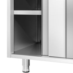 Szafka robocza ze stali nierdzewnej PREMIUM – 2000 x 700 mm – z 3 szufladami po prawej stronie – wraz z blatem granitowym