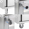 Szafka robocza ze stali nierdzewnej PREMIUM – 2000 x 600 mm – z drzwiami przesuwnymi – w zestawie z półtym panelem roboczym w kolorze białym