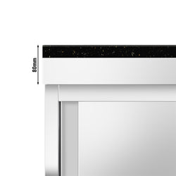 Szafka robocza ze stali nierdzewnej PREMIUM – 1200 x 700 mm – z przesuwanymi szklanymi drzwiami – wraz z blatem granitowym