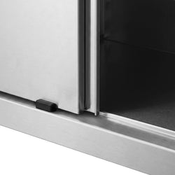 Szafka robocza ze stali nierdzewnej PREMIUM – 1600 x 600 mm – z 3 szufladami i drzwiami przesuwnymi