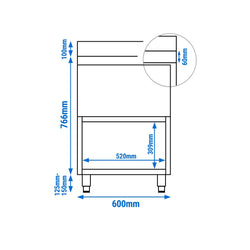 Szafka ociekowa - stal nierdzewna - 600 x 600 mm
