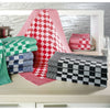(12 pcs) Dishcloth made of Cotton Checked - 65x65cm - Black / White checked