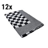 (12 pcs) Dishcloth made of Cotton Checked - 65x65cm - Black / White checked