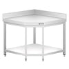 Commercial Stainless Steel Corner Table PREMIUM - 1000x700mm - with Undershelf - with Rear Upstand
