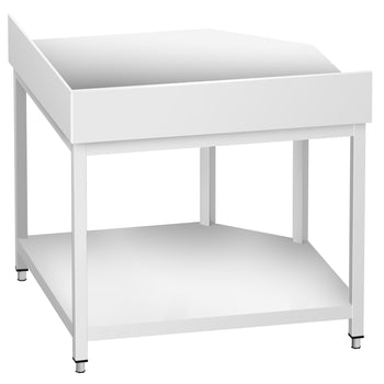 Narożny stół roboczy ze stali nierdzewnej PREMIUM - 1000x700 mm - z dolną półką i panelem tylnym - Prime Gastro