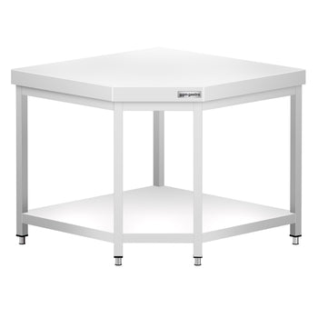 Narożny stół roboczy ze stali nierdzewnej PREMIUM – 1000 x 700 mm – z podstawą - Prime Gastro