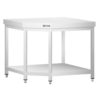 Narożny stół roboczy ze stali nierdzewnej PREMIUM – 1000 x 700 mm – z podstawą - Prime Gastro