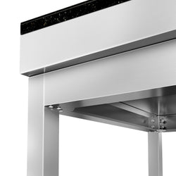 Stół roboczy centralny ze stali nierdzewnej PREMIUM - 1200x800mm - z półką - z blatem granitowym