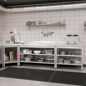 Stół roboczy ze stali nierdzewnej PREMIUM - 1400x700 mm - z półką dolną, panelem tylnym i półką pośrednią - Prime Gastro