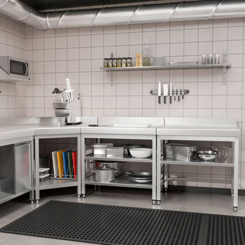 Stół roboczy ze stali nierdzewnej PREMIUM - 700x600 mm - z półką dolną, panelem tylnym i półką pośrednią - Prime Gastro