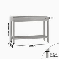 Stół roboczy ze stali nierdzewnej ECO - 1000 x 600 mm - z podstawą