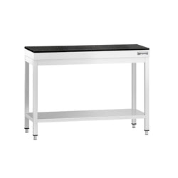 Stół roboczy centralny ze stali nierdzewnej PREMIUM - 1000x800mm - z półką - z blatem granitowym