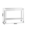 Stół roboczy ze stali nierdzewnej PREMIUM – 1000 x 600 mm – z półką dolną i kółkami