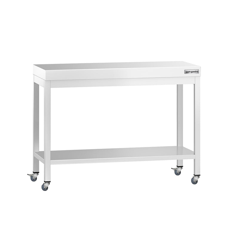 Stół roboczy ze stali nierdzewnej PREMIUM – 1000 x 700 mm – z półką dolną i kółkami