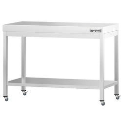 Stół roboczy ze stali nierdzewnej PREMIUM – 1000 x 800 mm – z półką dolną i kółkami