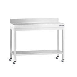Stół roboczy ze stali nierdzewnej PREMIUM – 1000 x 700 mm – z półką dolną, nadstawką i kółkami