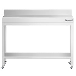 Stół roboczy ze stali nierdzewnej PREMIUM – 1000 x 700 mm – z półką dolną, nadstawką i kółkami