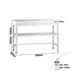 Commercial Stainless Steel Centre Table PREMIUM - 1000x700mm - with Undershelf - with 2 Undershelves - with Cross Bracing