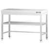 Commercial Stainless Steel Centre Table PREMIUM - 1000x700mm - with Undershelf - with 2 Undershelves - with Cross Bracing