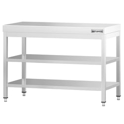 Stół roboczy ze stali nierdzewnej PREMIUM - 1000x700 mm - z półką dolną i półką pośrednią