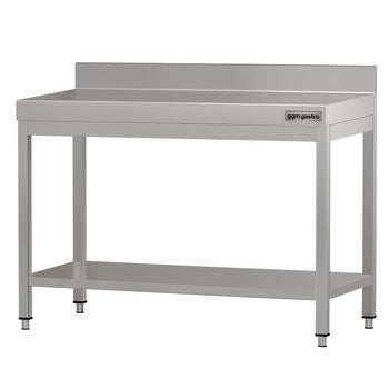 Stół roboczy ze stali nierdzewnej ECO - 1000x700 mm - z półką dolną i panelem tylnym - Prime Gastro