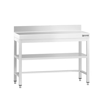 Stół roboczy ze stali nierdzewnej PREMIUM - 1000x700 mm - z półką dólną, panelem tylnym i rozpórką - Prime Gastro