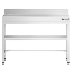 Stół roboczy przyścienny ze stali nierdzewnej PREMIUM - 1000x700mm - z półką & wzmocniony
