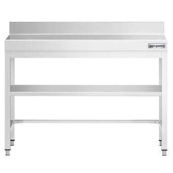 Stół roboczy ze stali nierdzewnej PREMIUM - 1000x800 mm - z półką dolną, panelem tylnym i rozpórką - Prime Gastro