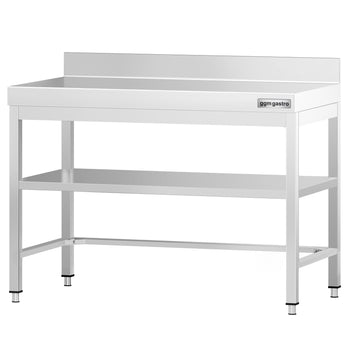 Stół roboczy ze stali nierdzewnej PREMIUM - 1000x800 mm - z półką dolną, panelem tylnym i rozpórką - Prime Gastro