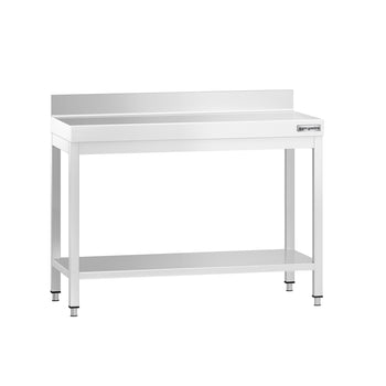 Stół roboczy przyścienny ze stali nierdzewnej PREMIUM - 1000x600mm - z półką & wzmocniony