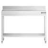 Commercial Stainless Steel Table with Upstand PREMIUM - 1000x700mm - with Undershelf - with Rear Upstand - with Cross Bracing