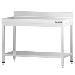 Stół roboczy ze stali nierdzewnej PREMIUM - 1000x700mm - z półką dolną i panelem tylnym