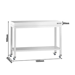Stół roboczy ze stali nierdzewnej PREMIUM – 1000 x 800 mm – z półką dolną i kółkami