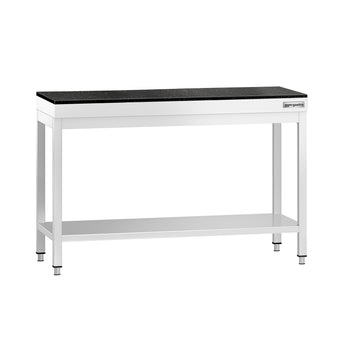 Commercial Stainless Steel Centre Table PREMIUM - 1200x700mm - with Undershelf - with Granite Worktop
