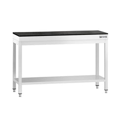 Stół roboczy centralny ze stali nierdzewnej PREMIUM - 1200x600mm - z półką - z blatem granitowym