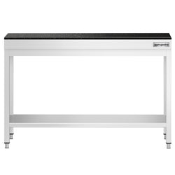 Stół roboczy centralny ze stali nierdzewnej PREMIUM - 1200x600mm - z półką - z blatem granitowym