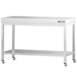 Stół roboczy ze stali nierdzewnej PREMIUM – 1200 x 600 mm – z półką dolną i kółkami