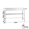 Stół roboczy PREMIUM – stal nierdzewna – 1200 x 600 mm – z półką dolną i rozpórką
