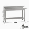 Commercial Stainless Steel Table with Upstand ECO - 1200x600mm - with Undershelf - with Rear Upstand - with Cross Bracing