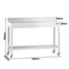 Stół roboczy ze stali nierdzewnej PREMIUM – 1200 x 600 mm – z półką dolną, nadstawką i kółkami